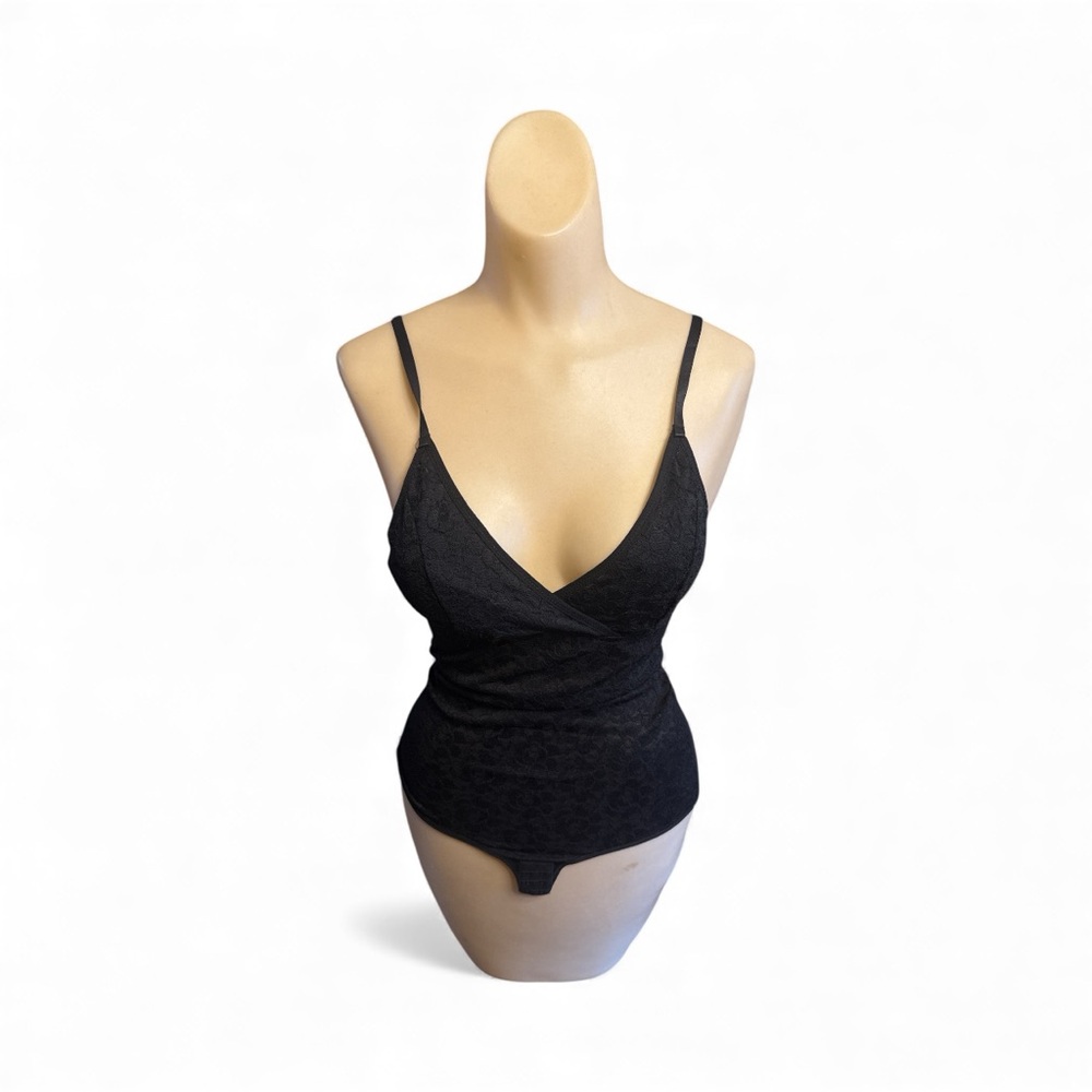 Vintage Y2K Black Lace Snapcrotch Bodysuit size Medium